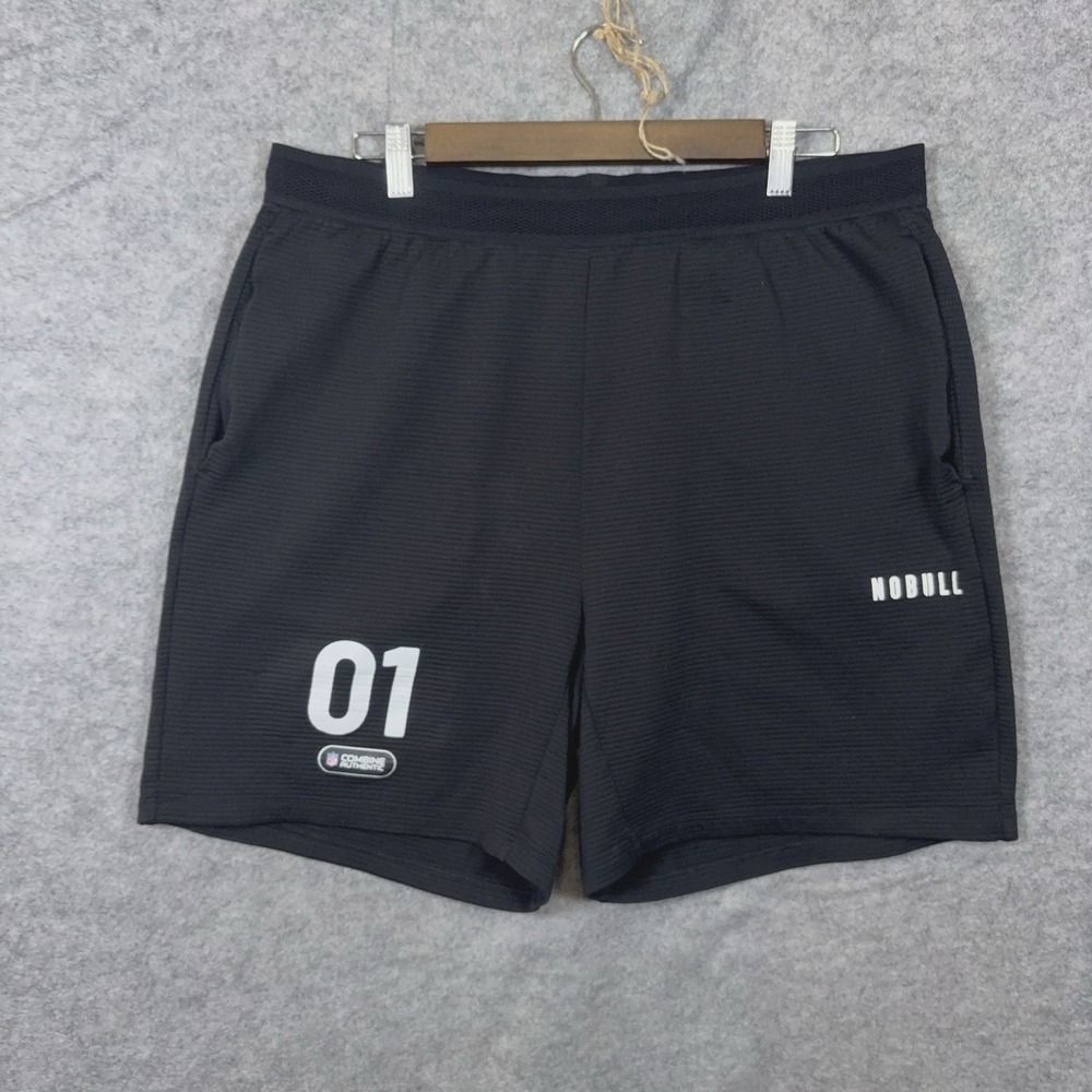 NoBull NFL Combine Authentic Training Shorts Mens XL Black Pockets Gym
